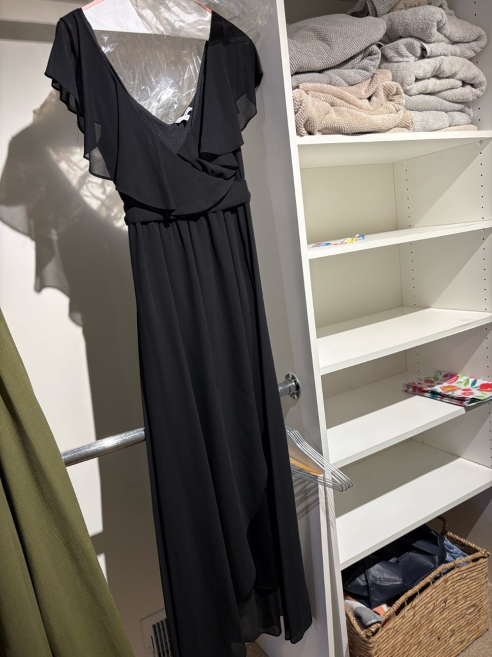 Baltic Born Black Flutter-Sleeve Maxi Dress